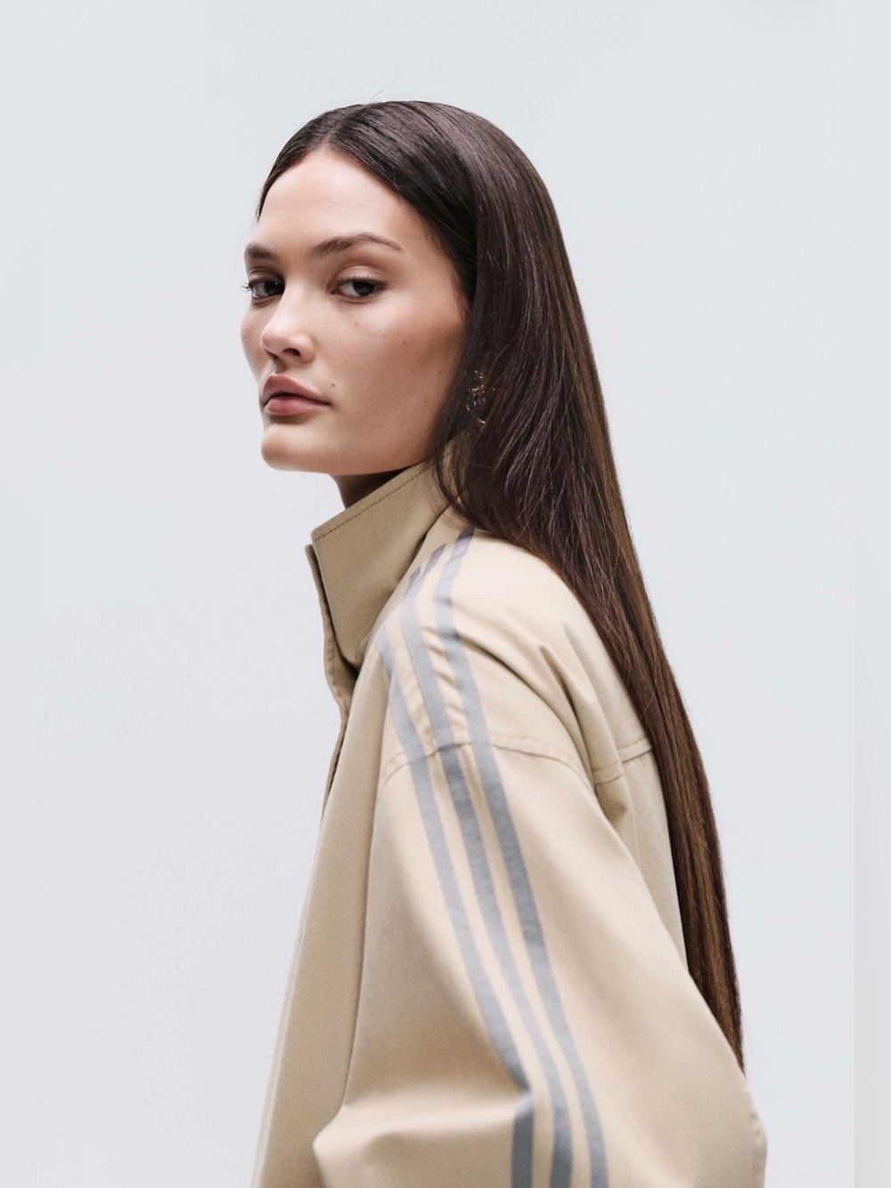 NWT adidas Originals × ASOS track jacket with funnel neck in beige twill - Picture 4 of 7